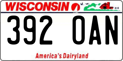 WI license plate 392OAN