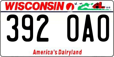 WI license plate 392OAO