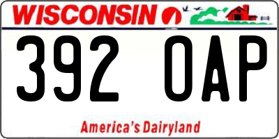 WI license plate 392OAP