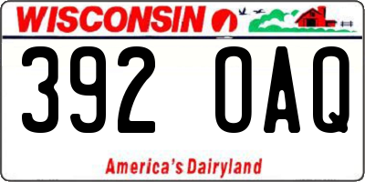 WI license plate 392OAQ