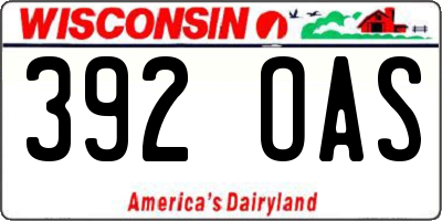 WI license plate 392OAS