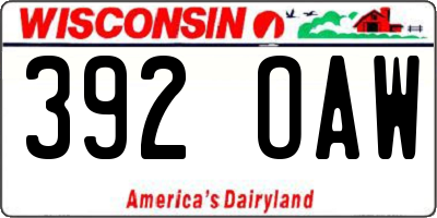WI license plate 392OAW