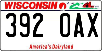 WI license plate 392OAX