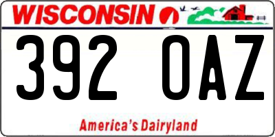 WI license plate 392OAZ
