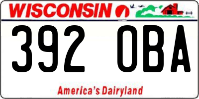 WI license plate 392OBA