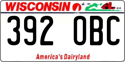 WI license plate 392OBC