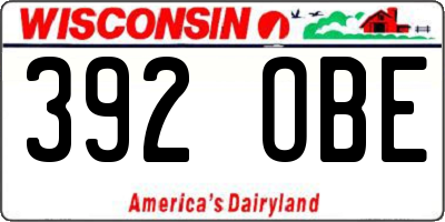 WI license plate 392OBE