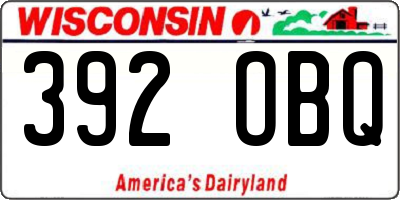 WI license plate 392OBQ