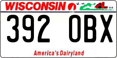 WI license plate 392OBX