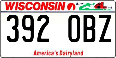 WI license plate 392OBZ