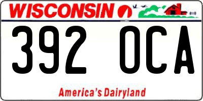 WI license plate 392OCA