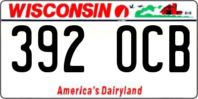 WI license plate 392OCB