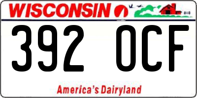 WI license plate 392OCF