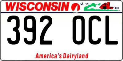 WI license plate 392OCL