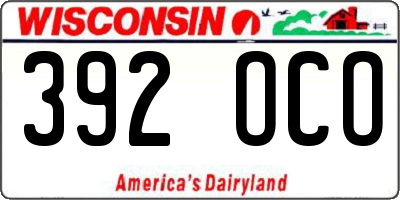 WI license plate 392OCO