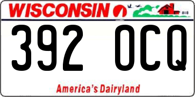 WI license plate 392OCQ
