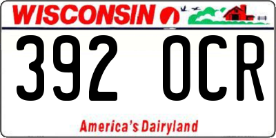 WI license plate 392OCR