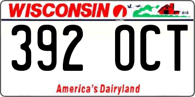 WI license plate 392OCT