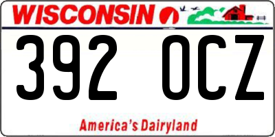WI license plate 392OCZ