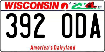 WI license plate 392ODA