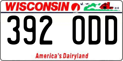 WI license plate 392ODD