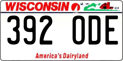 WI license plate 392ODE