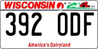 WI license plate 392ODF