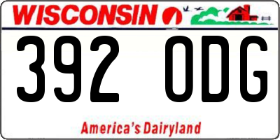 WI license plate 392ODG