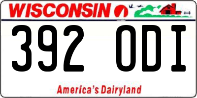 WI license plate 392ODI