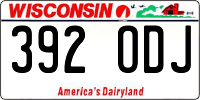 WI license plate 392ODJ