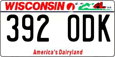 WI license plate 392ODK