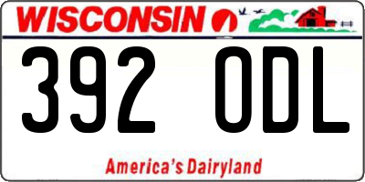 WI license plate 392ODL