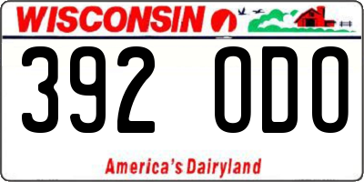 WI license plate 392ODO