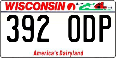 WI license plate 392ODP