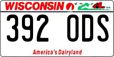 WI license plate 392ODS