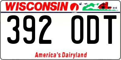 WI license plate 392ODT