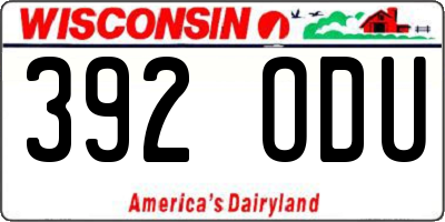WI license plate 392ODU