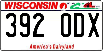 WI license plate 392ODX