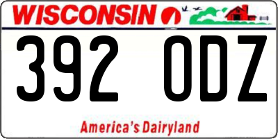 WI license plate 392ODZ