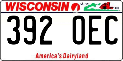 WI license plate 392OEC