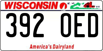WI license plate 392OED