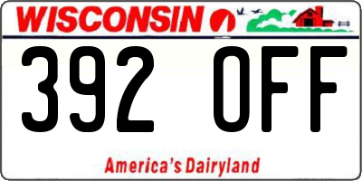 WI license plate 392OFF