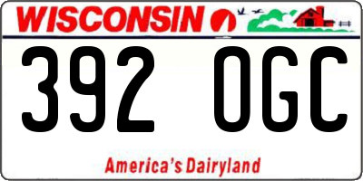 WI license plate 392OGC