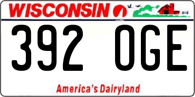 WI license plate 392OGE