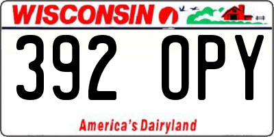 WI license plate 392OPY