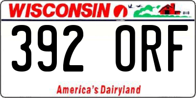 WI license plate 392ORF