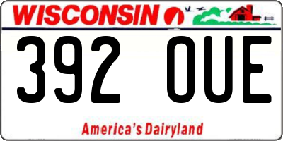 WI license plate 392OUE