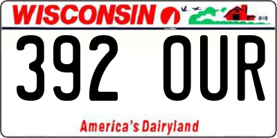 WI license plate 392OUR