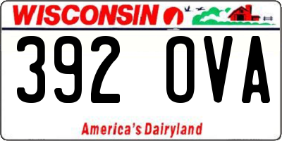 WI license plate 392OVA