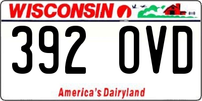 WI license plate 392OVD